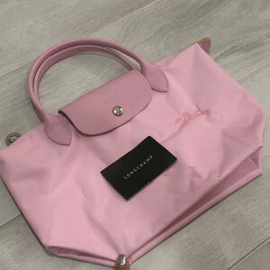 Longchamp Le Pliage Pink Green Small Tote